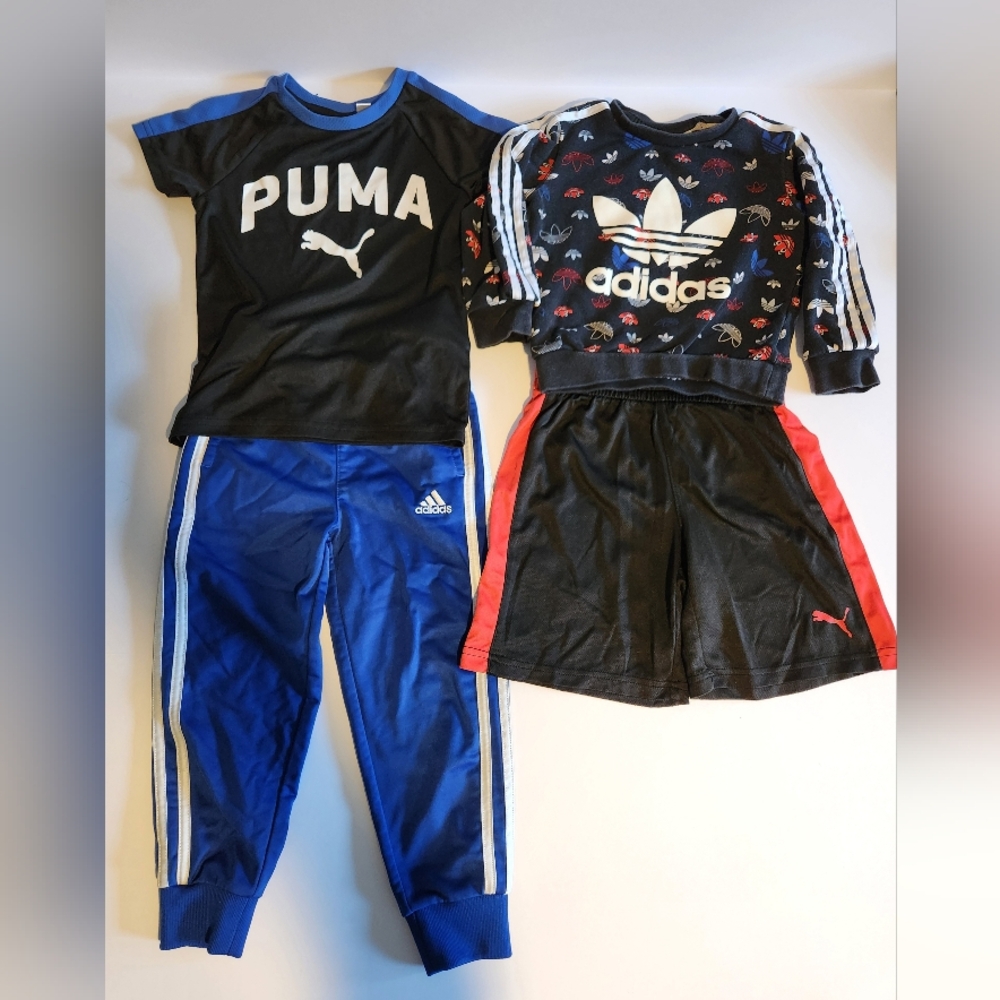 EUC Puma Adidas 4T 5T Sports Kids Clothing Bundle Of Two Sets
